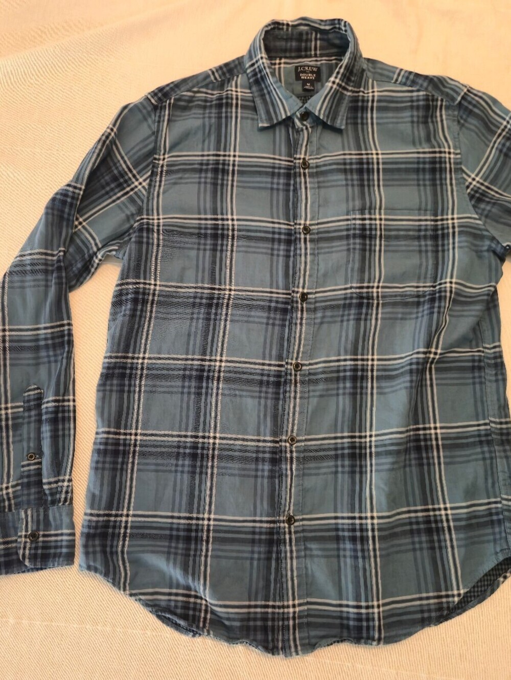 J.Crew Double Weave Blue Plaid Button-Up Shirt Medium